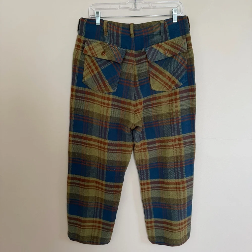 NWT The Great Ranger Pants Sequoia Plaid Flannel Cropped Size 29 100% Cotton